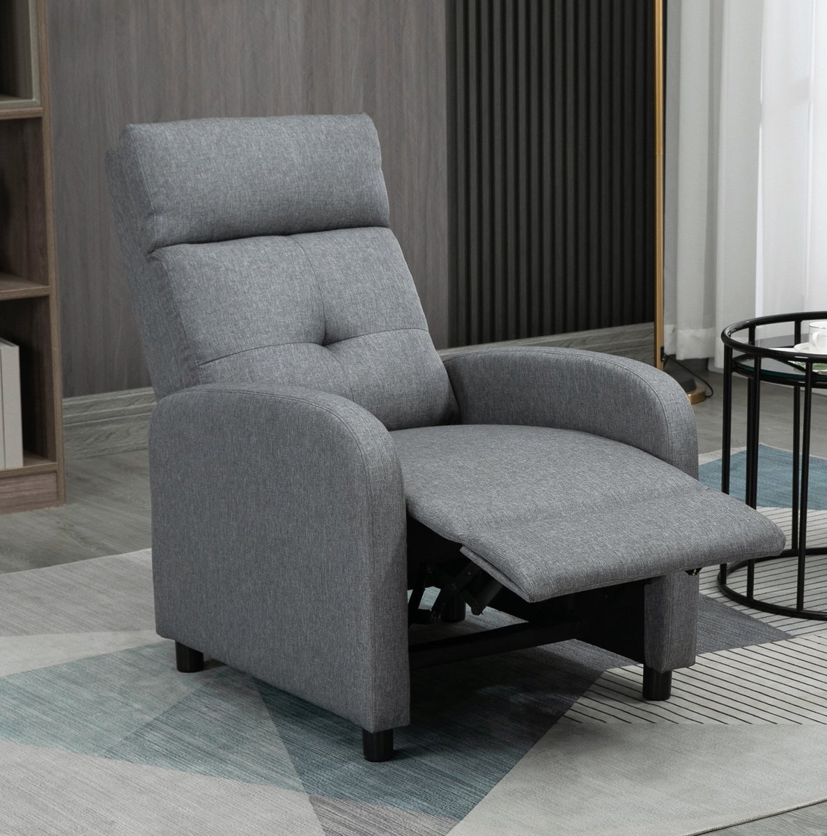 DESMIU Relaxfauteuil - TV Stoel Met Ligfunctie En Voetsteun - Handmatig Verstelbaar Tot 155° - Voor Woonkamer En Filmavonden - Stof Grijs