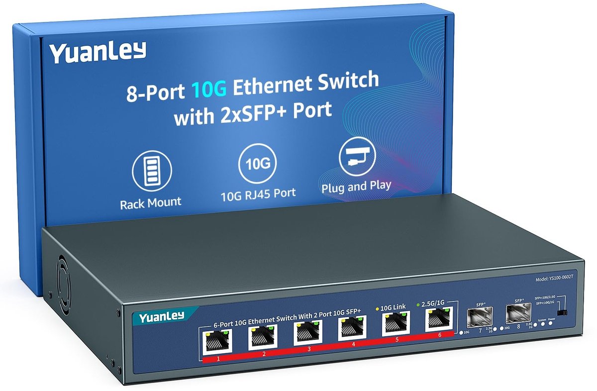 Elzusha - 8 Poorts 10G Ethernet Switch met SFP+ Poorten