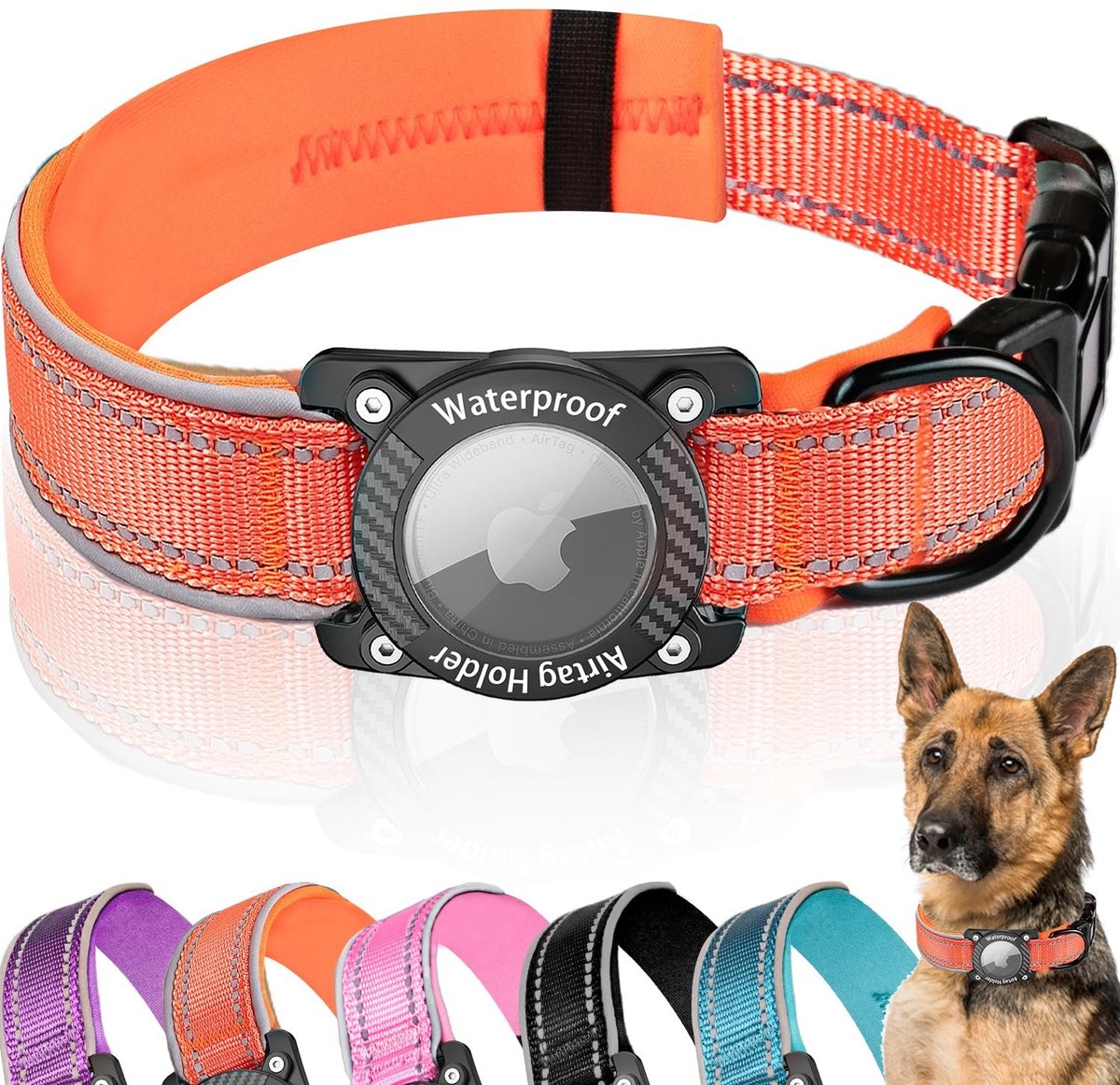 Elzusha - Hondenhalsband voor AirTag - 100% Waterdicht en Reflecterend