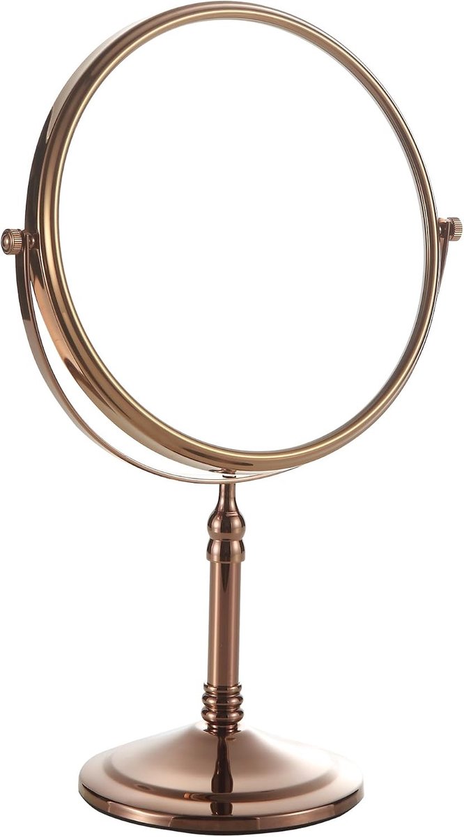 Dubbelzijdige Make-up Spiegel 8 Inch met 1x en 3x Vergroting, 360° Rotatie en Roze Gouden Rand voor Perfecte Make-up en Verzorging