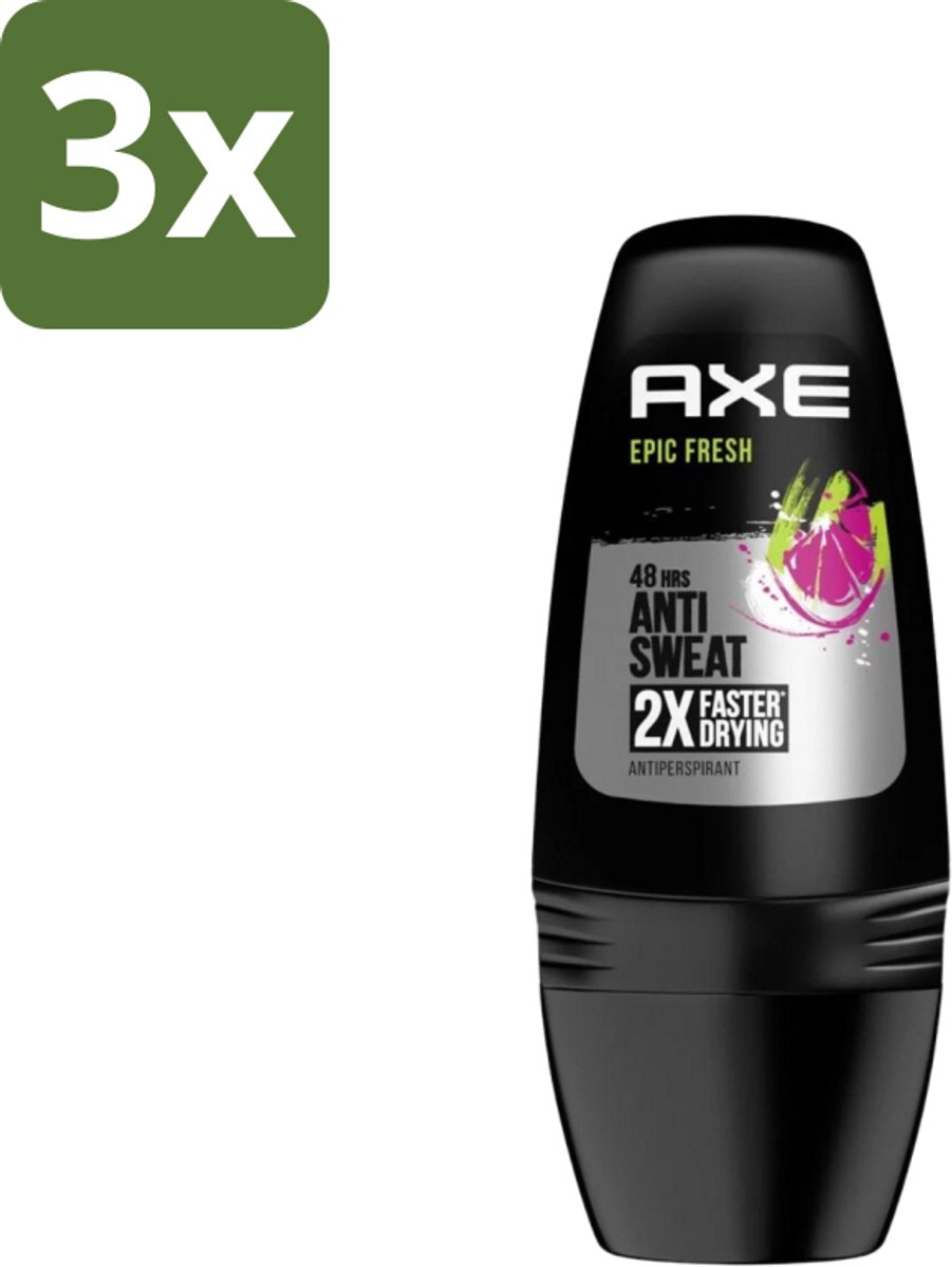 Axe - Deodorant Roller- 48hrs Fresh - Epic Fresh - 50 ml - Bulkverpakking - 3 stuks