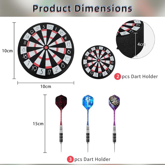 Dart Holder met 3 Verschillende Stalen Darts - Accessoires voor Dartfans, Opslag en Cadeaus voor Mannen van Dart — afbeelding 4