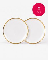 vtwonen - Dinerborden - Set van 2 - Wit/Goud - Porselein - 25,5 cm