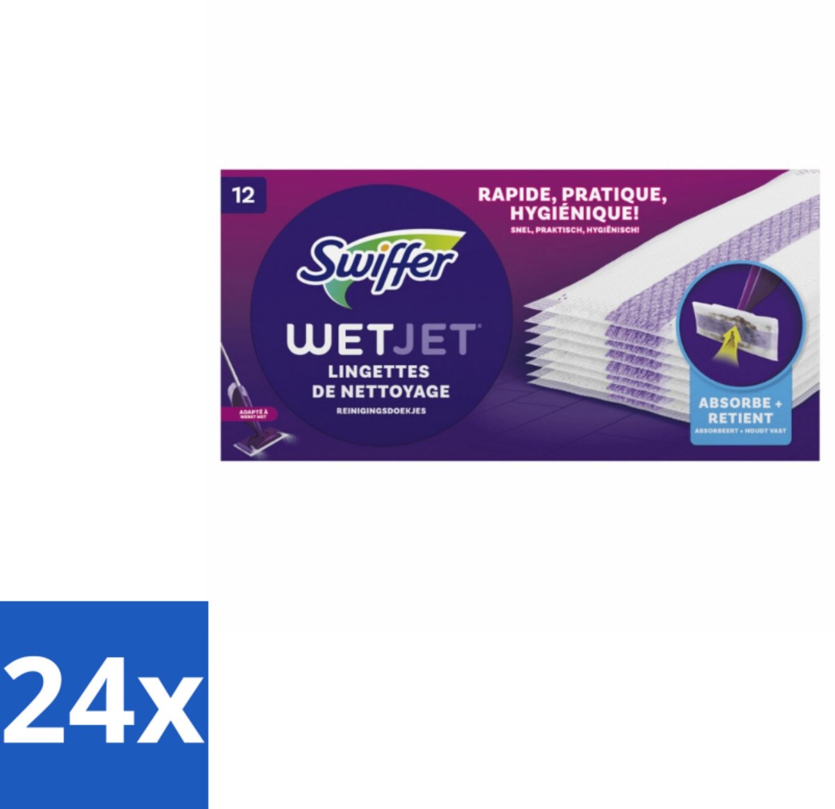 Swiffer - WetJet – Reinigingsdoekjes – Navullingen – 12 doekjes - Voordeelverpakking - 24 stuks