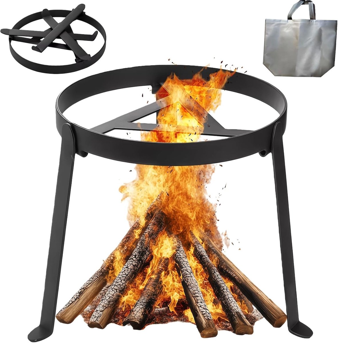 Vouwbare Camping Grill met Warmtebestendige Tripod en Opbergtas - Ideaal voor Buitenbarbecues en Kampeertochten