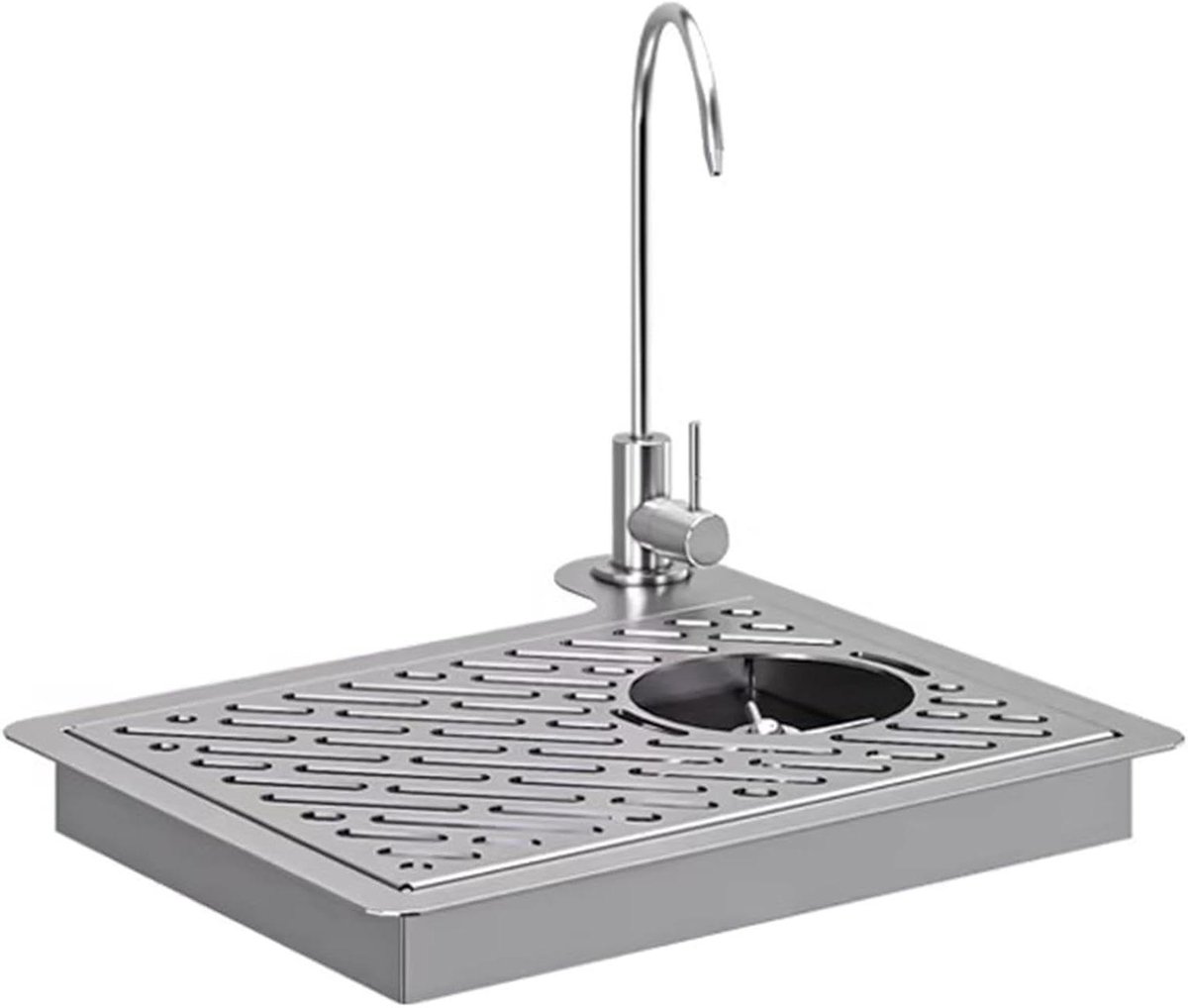 Glazenwasser met kraan - Bekerreiniger spoeler - Snel glazen reinigen - Meerdere hoeken sproeiers - 39.5x37.5cm - Zilverkleurig