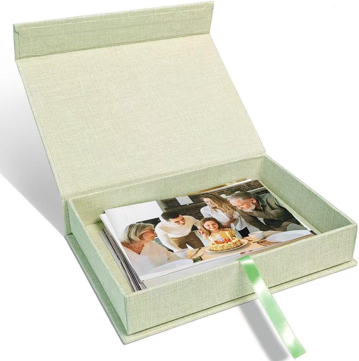 Opbergdoos - Foto Opbergdoos met Deksel - Stapelbare Organizer voor Foto's Certificaten Sieraden en Scrapbooking - Groene Kleur - 1 Stuk