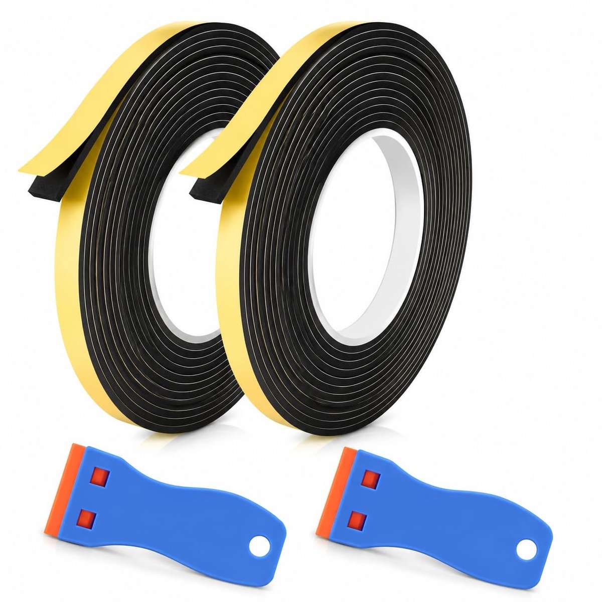 Set van 2 Hechttape voor het afdichten, 5 m x 10 mm x 3 mm, Warmtebestendige tape voor elektrische kookplaten, keramische platen en inductiekookplaten met schraper voor eenvoudig gebruik