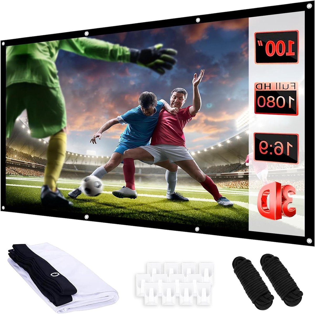 Projectiescherm - Beamer doek - Thuisbioscoop creëren - 180 graden kijkhoek - 100 inch - Wit