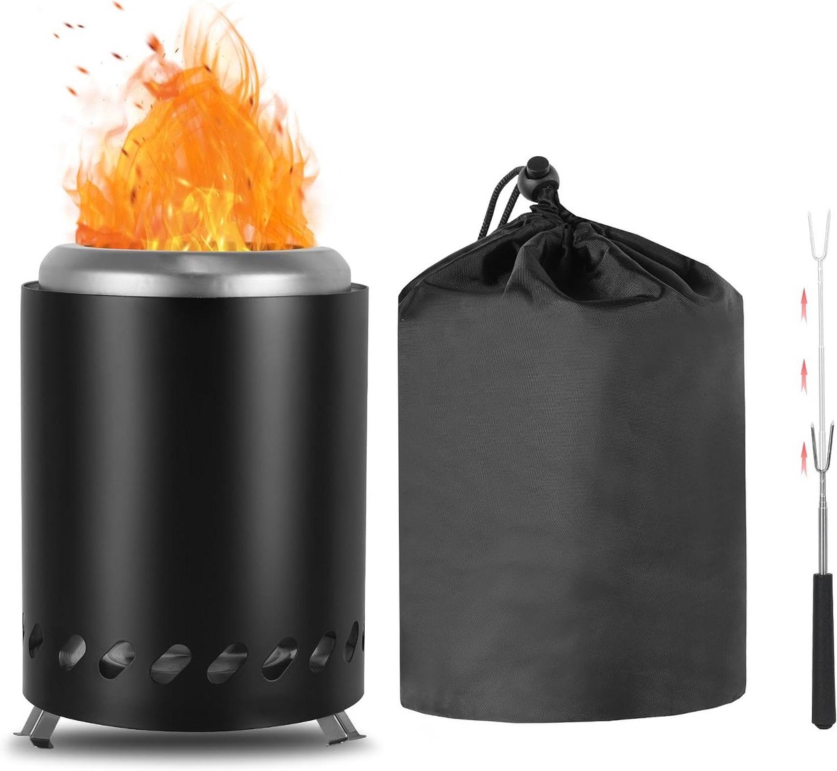 Draagbare Vuurplaats - Mini Vuurschaal - Buiten Sfeer Creëren - Efficiënt Ventilatiesysteem - 14 x 14 x 20 cm - Zwart