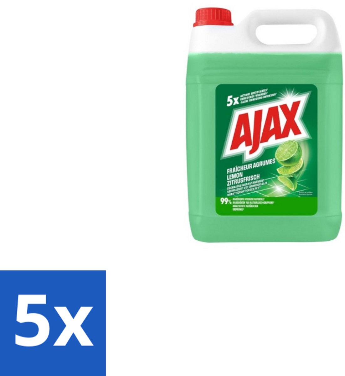 Ajax Allesreiniger Limoen 5 liter - Bulkverpakking - 5 stuks