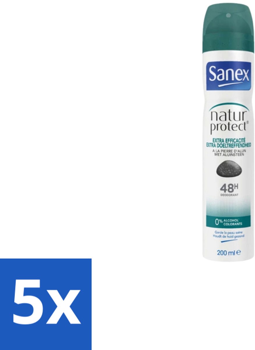 Sanex – Deodorant Spray – Aluinsteen – 200 ml - Bulkverpakking - 5 stuks