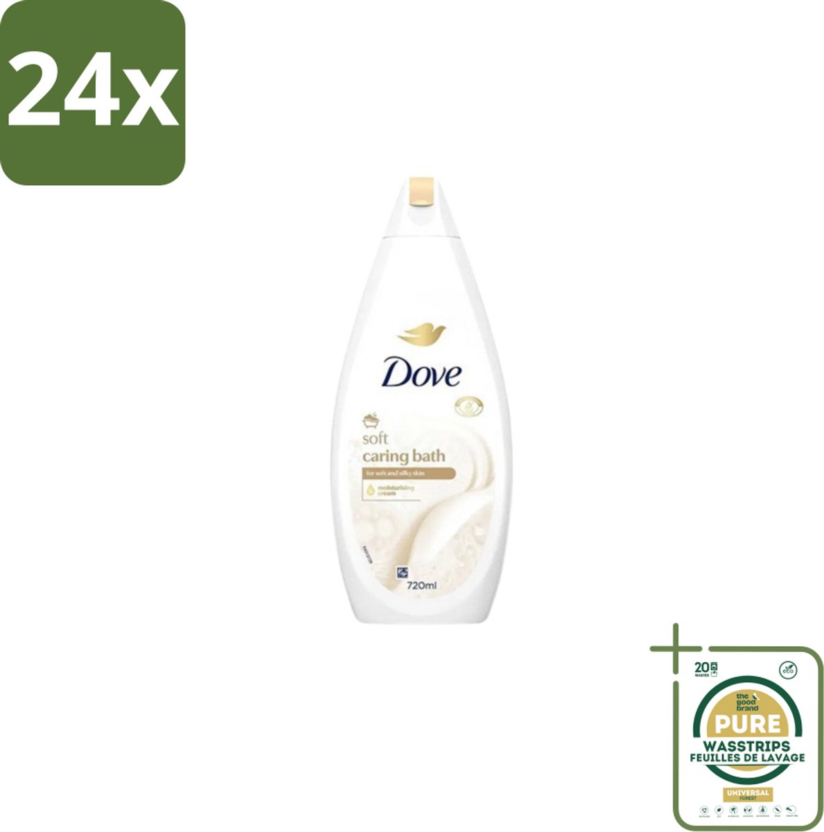 Dove – Badcrème – Soft – 720 ml - Voordeelverpakking - 24 stuks - Zijdezachte huid - Glycerine