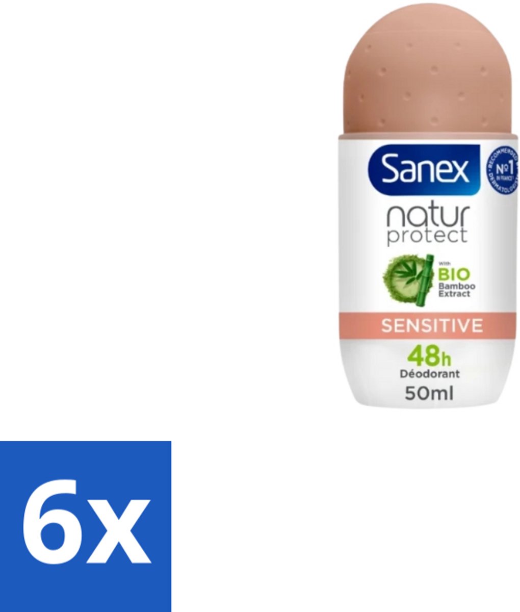 Sanex – Deodorant Roll-On – Natur Protect Sensitive – 50 ml - Voordeelverpakking - 6 stuks