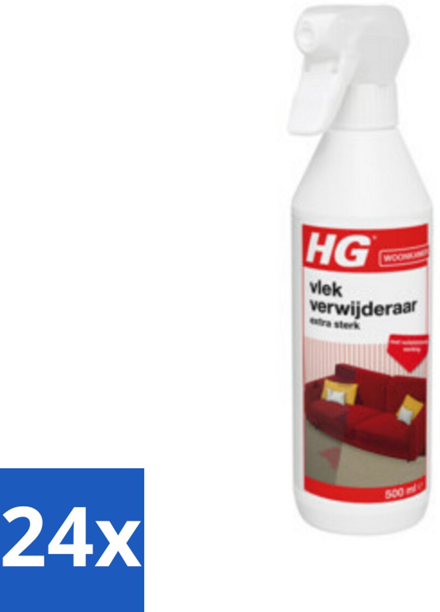 24 x HG Vlekverwijderaar Extra Sterk 500 ml - Vlekkenverwijderaar - Hardnekkige Vlekken - Tapijt Schoonmaken - Meubelstof Schoonmaken - Autobekleding Schoonmaken