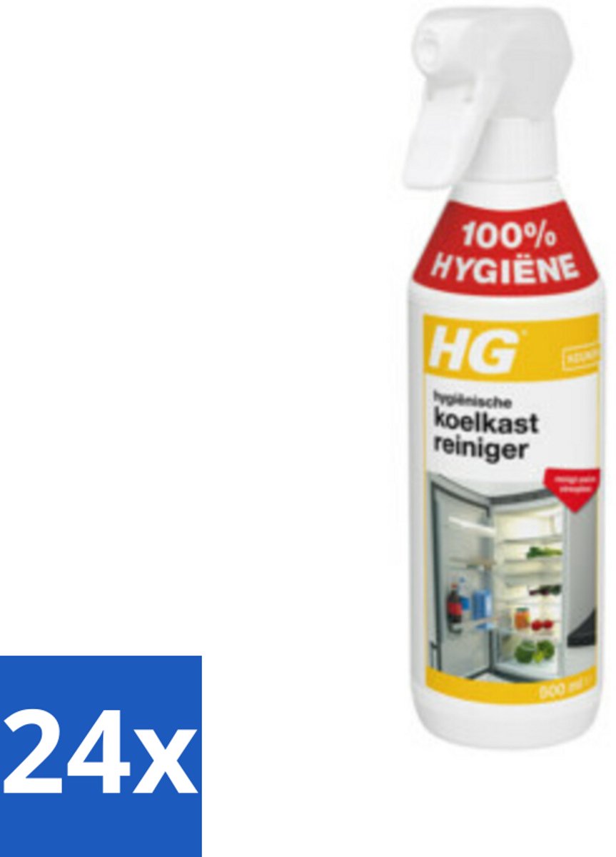 24 x HG Hygienische Koelkast Reiniger 500 ml - Koelkastreiniger - Koelkast Schoonmaken - Hygiënische Koelkast - Snel Drogend - Streeploos Schoonmaken