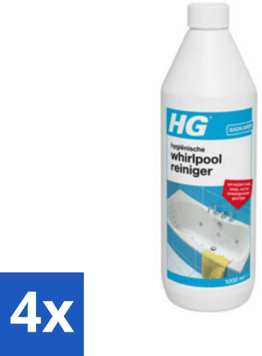 4 x HG Hygienische Whirlpool Reiniger 1 liter - Whirlpoolreiniger - Badreiniger - Kalkverwijderaar - Badkuur - Whirlpool Schoonmaken