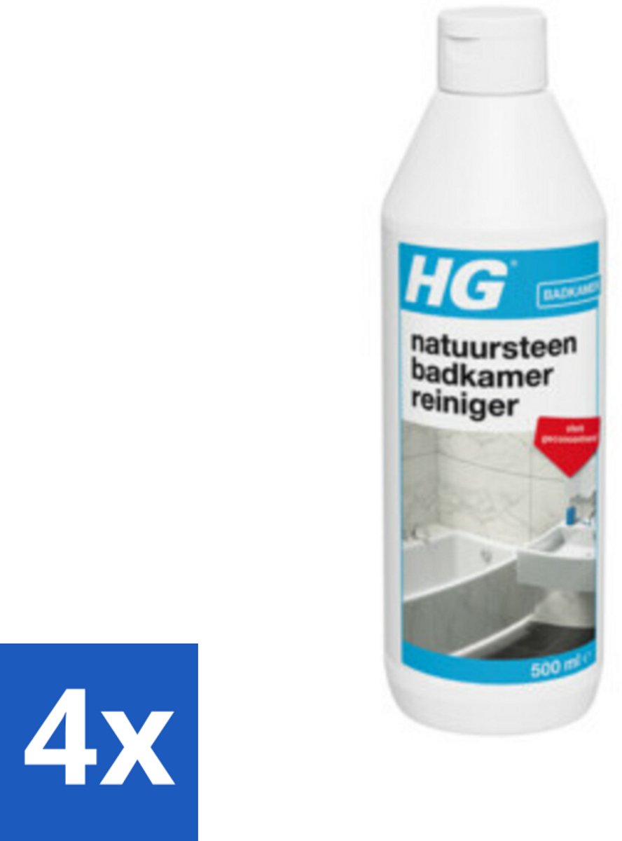4 x HG Natuursteen Badkamer Reiniger 500 ml - Natuursteen Reiniger - Badkamer Reiniger - Marmeren Reiniger - Kalk Verwijderen - Schoonmaak Badkamer
