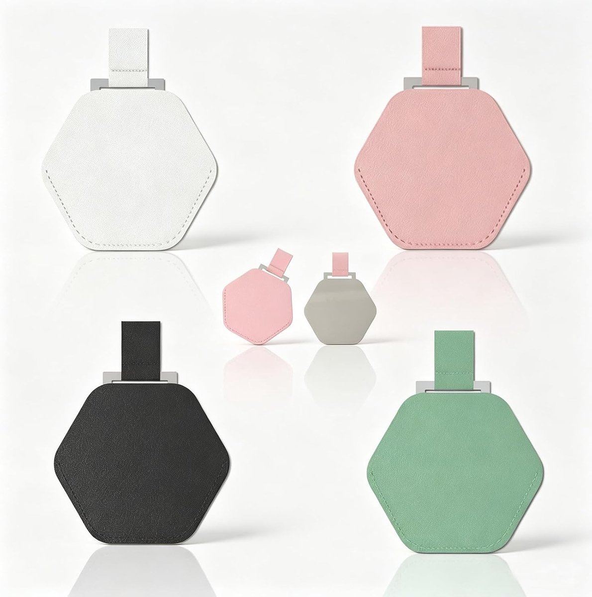 Compacte Make-up Spiegel Set van 4 Stuks, Roestvrijstalen Handspiegel voor Vrouwen en Meisjes, Ideaal voor in de Tas en Reizen