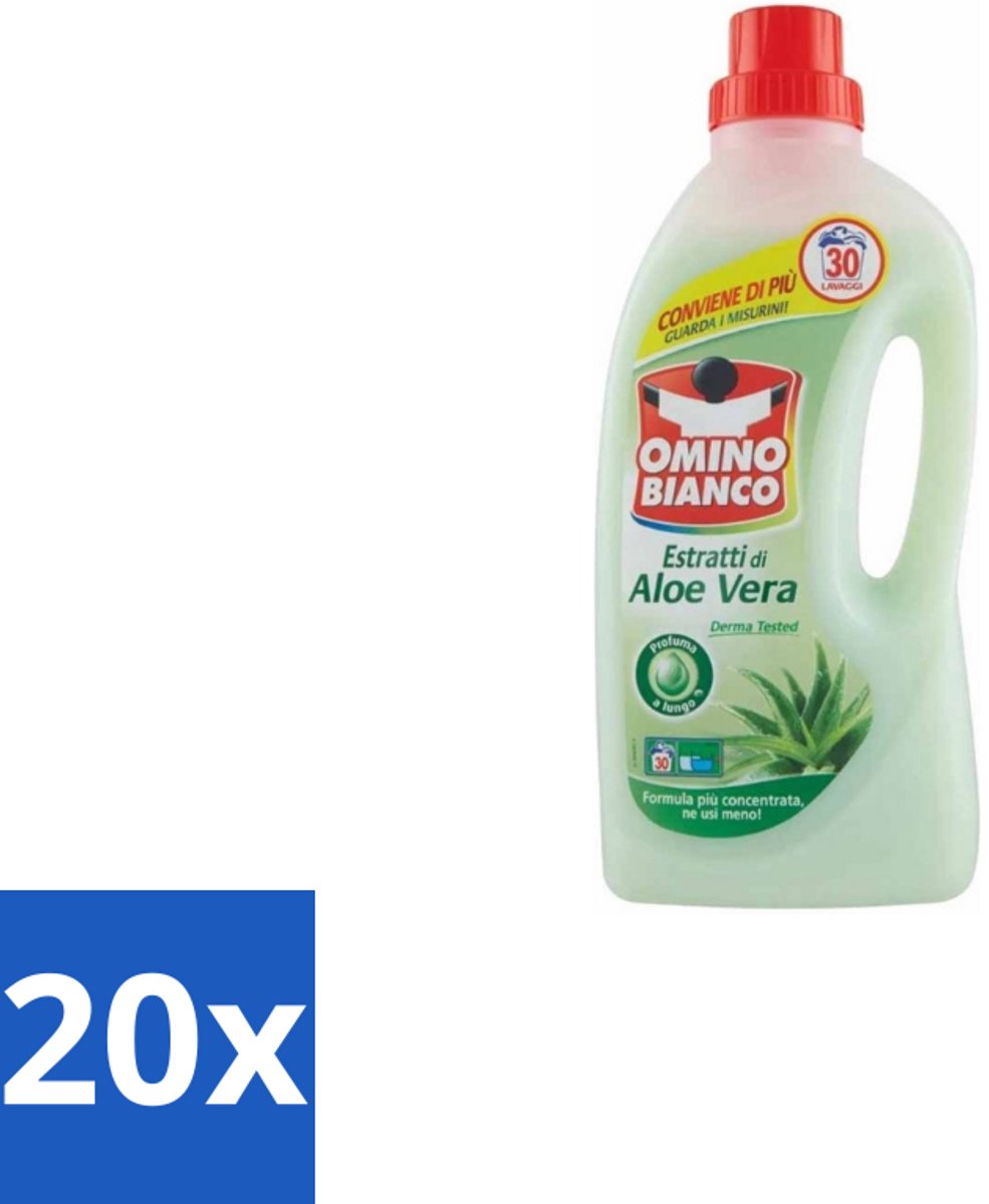 Omino Bianco – Vloeibaar Wasmiddel – Aloë Vera – 1500 ml - Bulkverpakking - 20 stuks