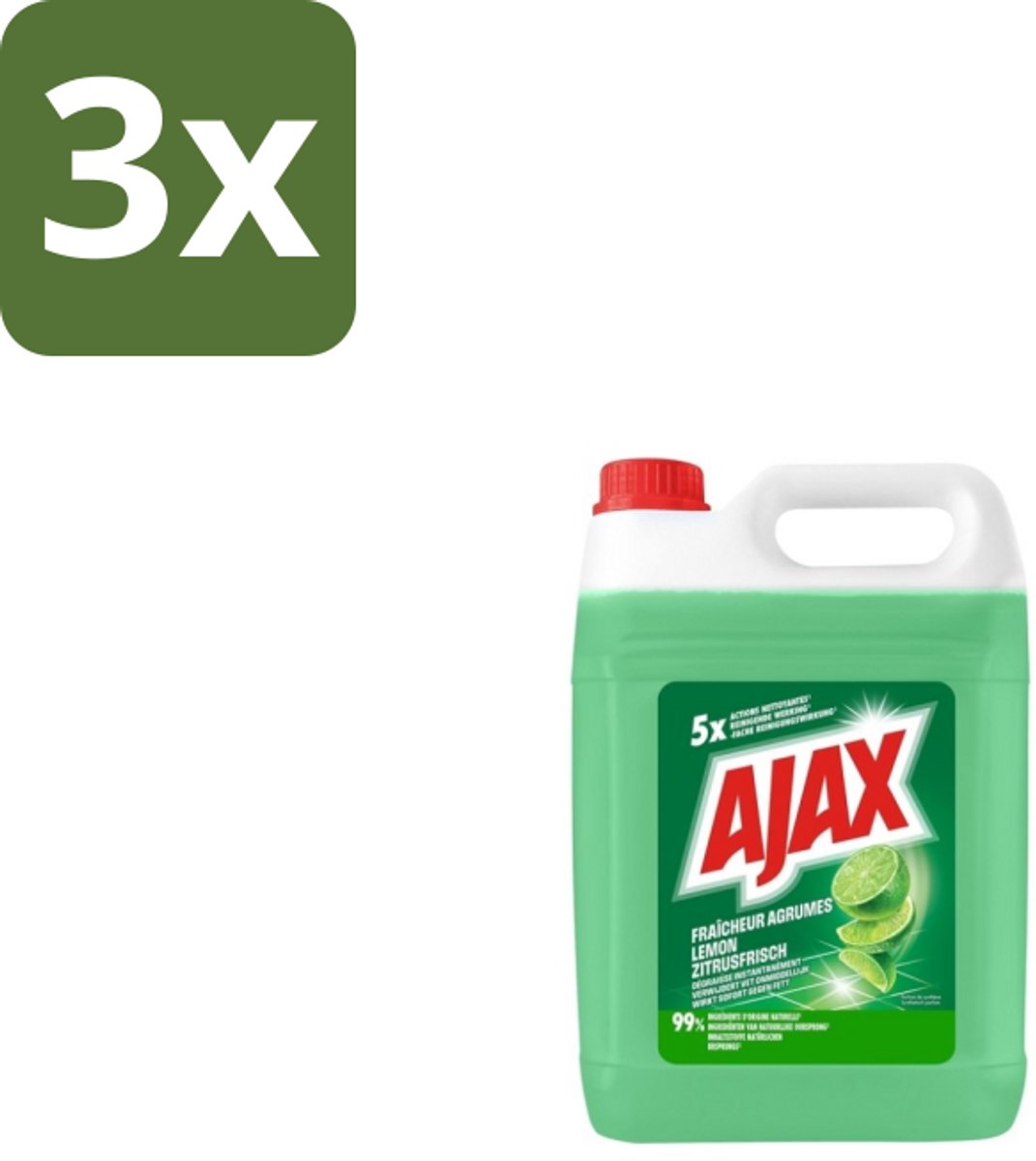 Ajax Allesreiniger Limoen 5 liter - Bulkverpakking - 3 stuks