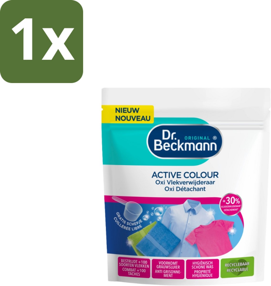 1 x Dr. Beckmann – Active Colour Oxi – Vlekverwijderaar – 400 g - Vlekverwijdering - Kleurbehoud - Oxi Poeder - Wasmiddel - Wasmachine