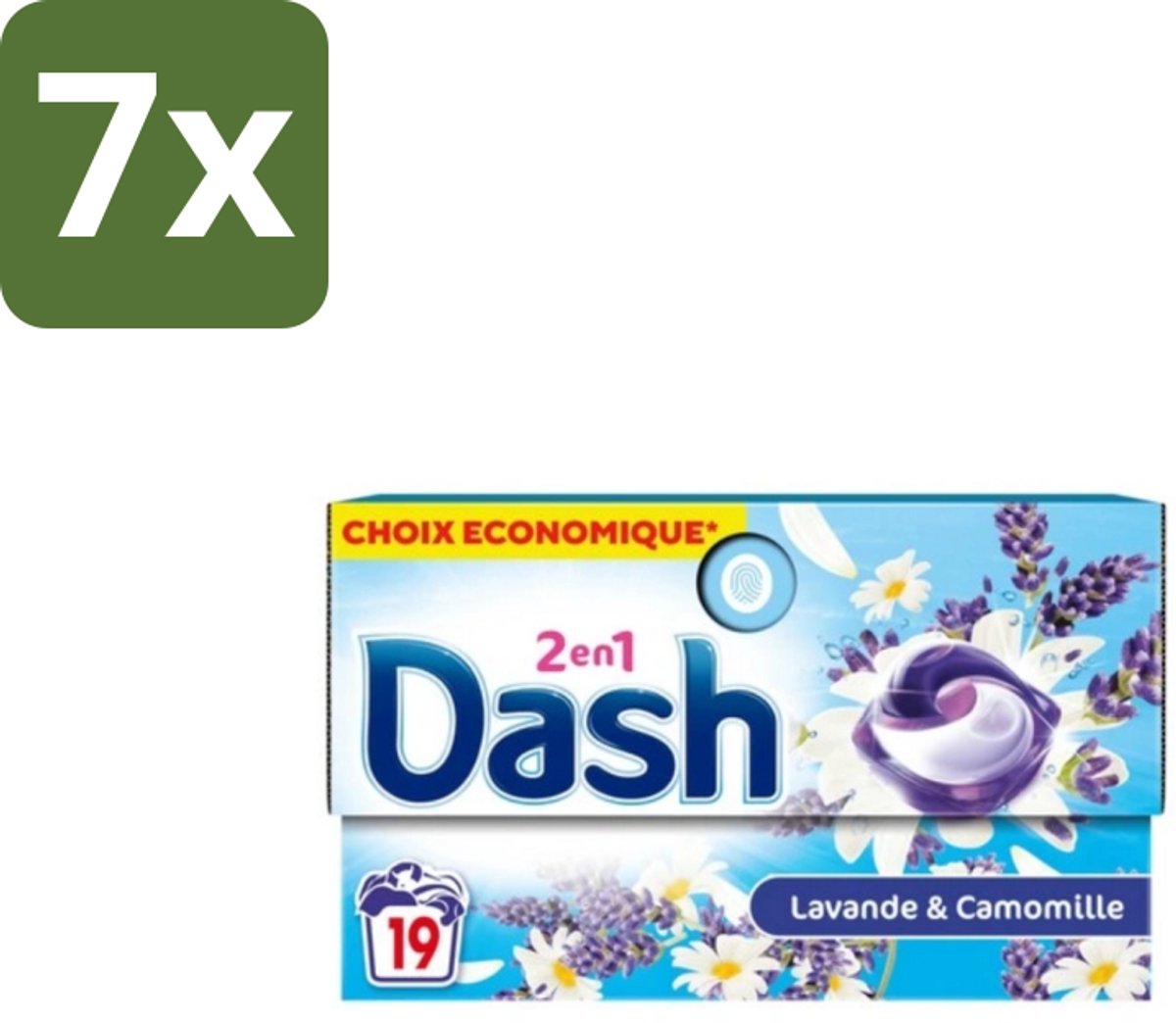 Dash – Wasmiddel Pods 2-in-1 – Lavendel & Kamille – 19 Capsules - Bulkverpakking - 7 stuks