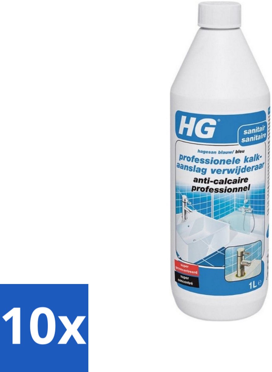 HG - Badkamer - Kalkweg Concentraat - Verwijdert Hardnekkig Kalk - 1L - Bulkverpakking - 10 stuks