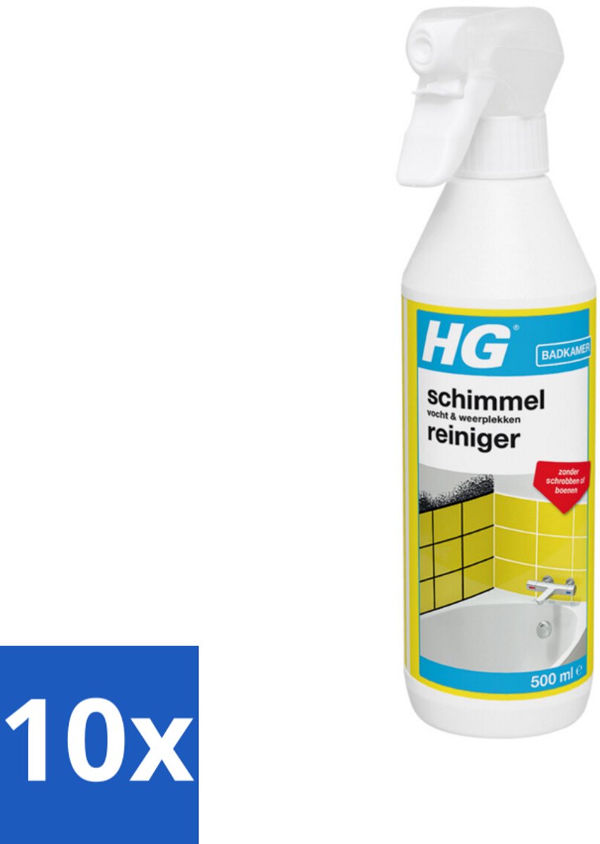 10 x HG Schimmel-, Vocht- en Weerplekkenreiniger 500 ml - Schimmelreiniger - Vochtverwijdering - Weerplekkenreiniger - Schimmel In Badkamer - Schimmel In Stucwerk