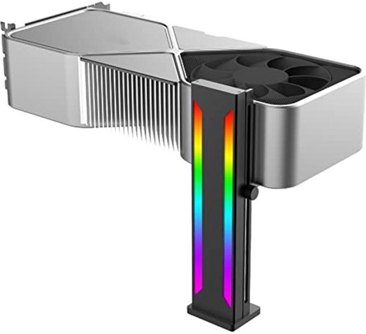 GPU Steunbeugel voor Videokaarten - Verstelbare Aluminium Houder met Magnetische Basis en ARGB Verlichting