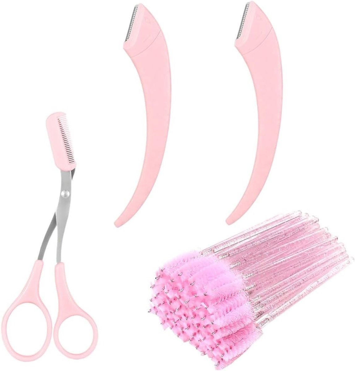 Professionele Oogbrow Schaar Set met 2 Scharen, 100 Wimpers Borstels en Oogbrow Borstels voor Perfecte Wenkbrauwen en Wimpers voor Vrouwen en Mannen