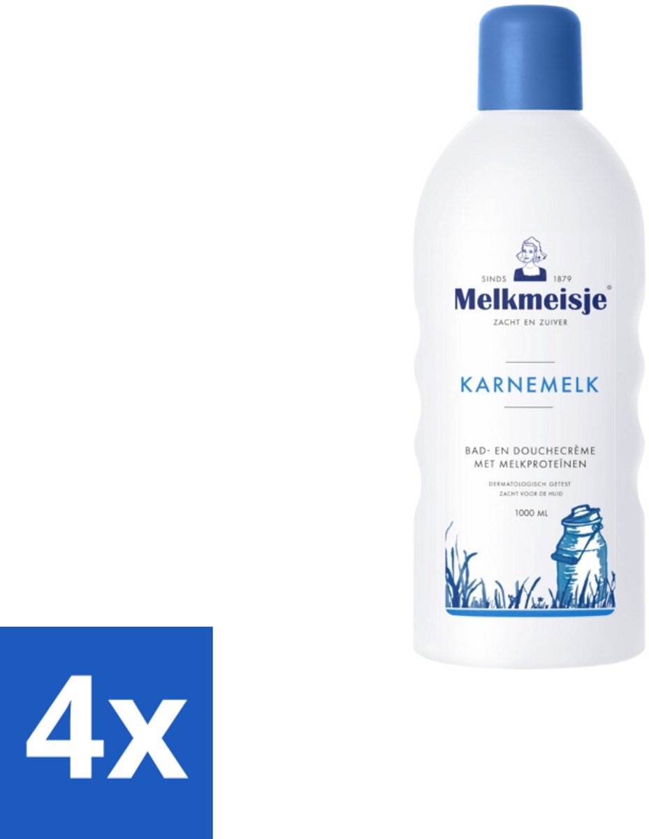 Melkmeisje – Bad & Douche – Karnemelk – 1000 ml - Voordeelverpakking - 4 stuks