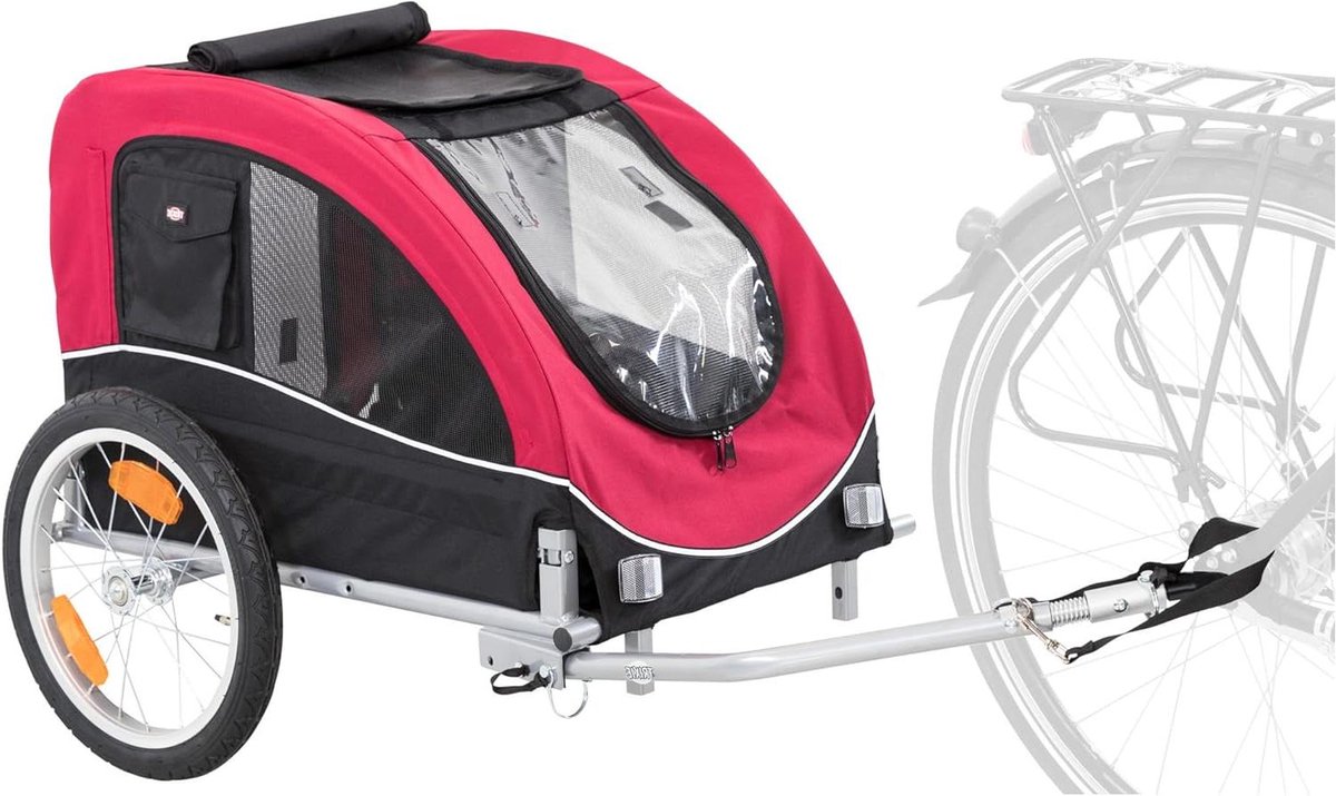 Fietskar - Hondenkar - Veilig Vervoer - Met Reflectoren - 75 x 86 x 80 cm - Zwart Rood