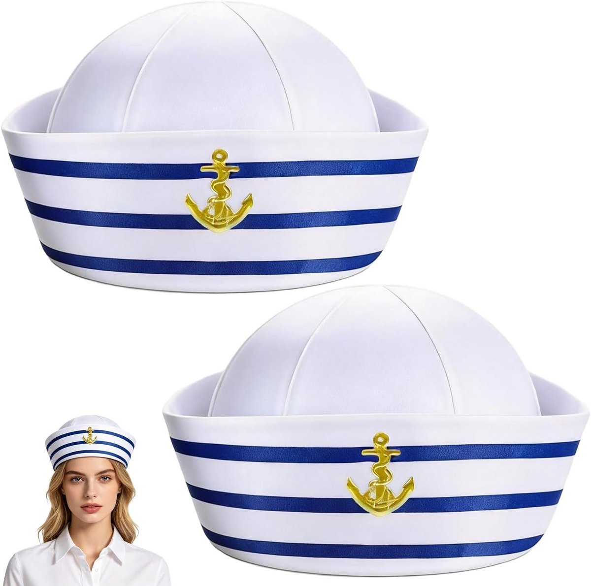 Matrozenhoed voor Volwassenen en Tieners - Witte Kostuum Petten voor Verkleedpartijen, Cosplay en Feestjes