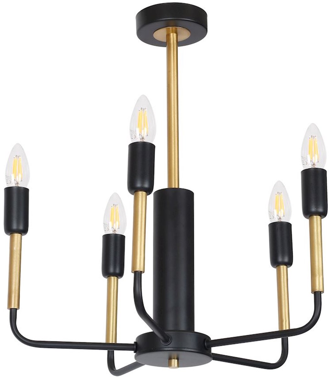 REX Zwarte/Gouden Plafondlamp 5xE14 Industrieel Design