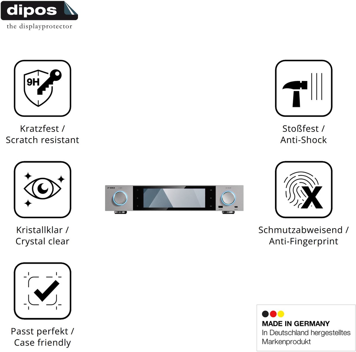 dipos – 2x Pantserfolie geschikt voor FiiO S15 | 9H Screenprotector
