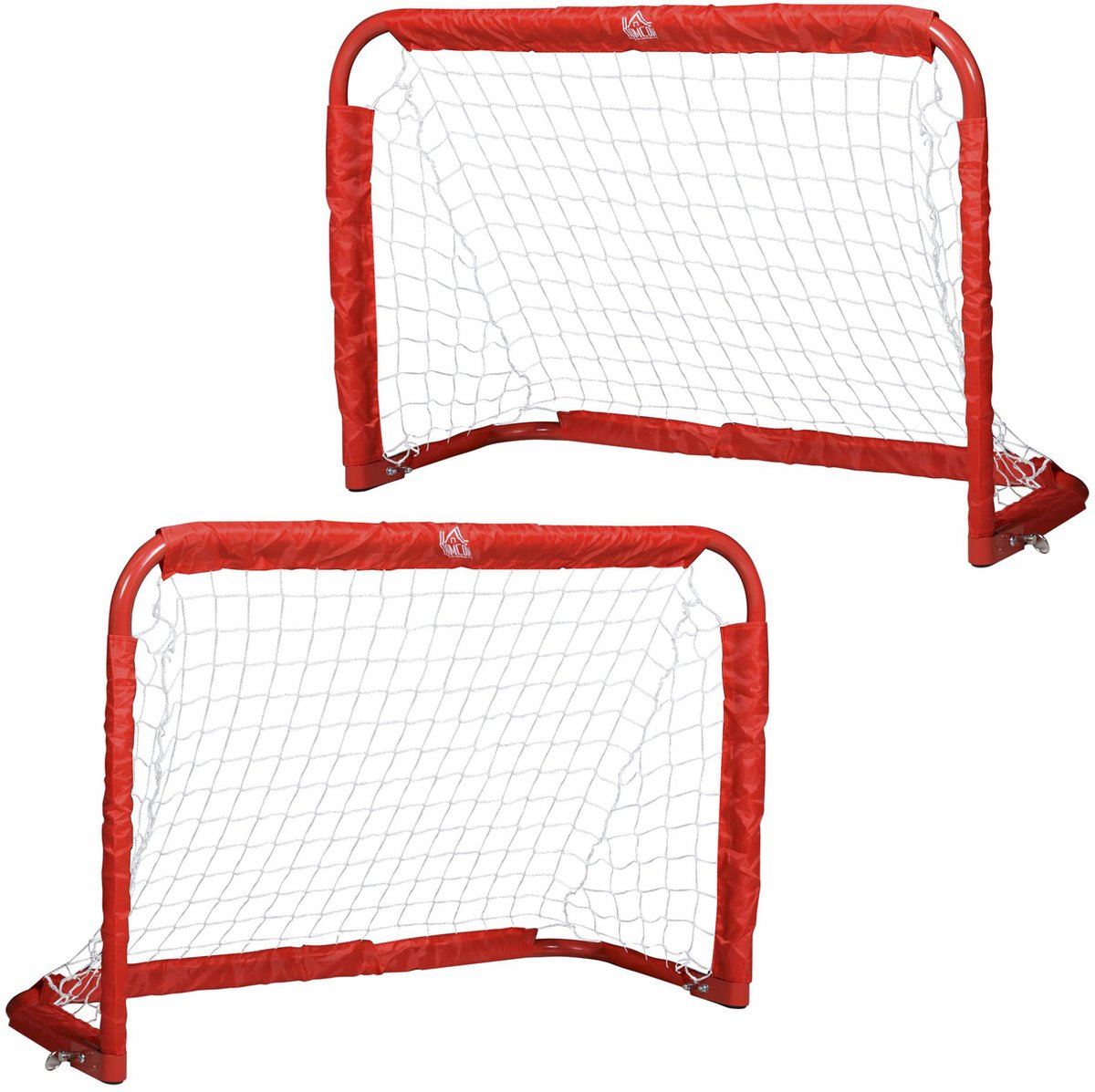 REDOM - Voetbaldoel set - 2 doelen - Inklapbaar - Met grondankers - Mini - Staal en textiel - Rood - 90 x 36 x 60 cm voor tuin en speelplaats