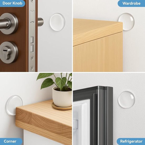 Set van 5 Herbruikbare Transparante Deurstopper Beschermers - Wandbeschermers voor Deuren - Siliconen Rond (4cm) — afbeelding 3
