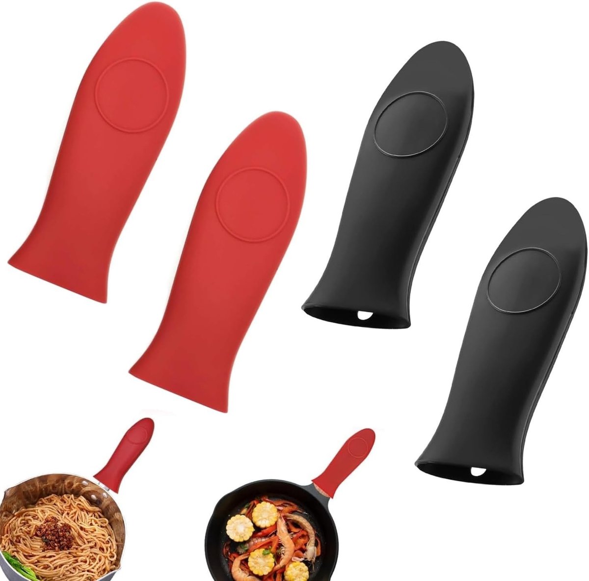 Set van 4 rechthoekige hittebestendige pannenonderzetters voor gietijzeren pannen, oven en keuken, duurzaam en brandwerend