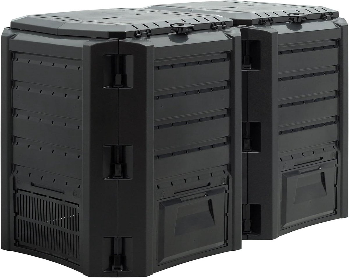 Composter Bak - Afvalbak Tuin - Compost Maken - Snelle Verwerking - 800 Liter - Zwart