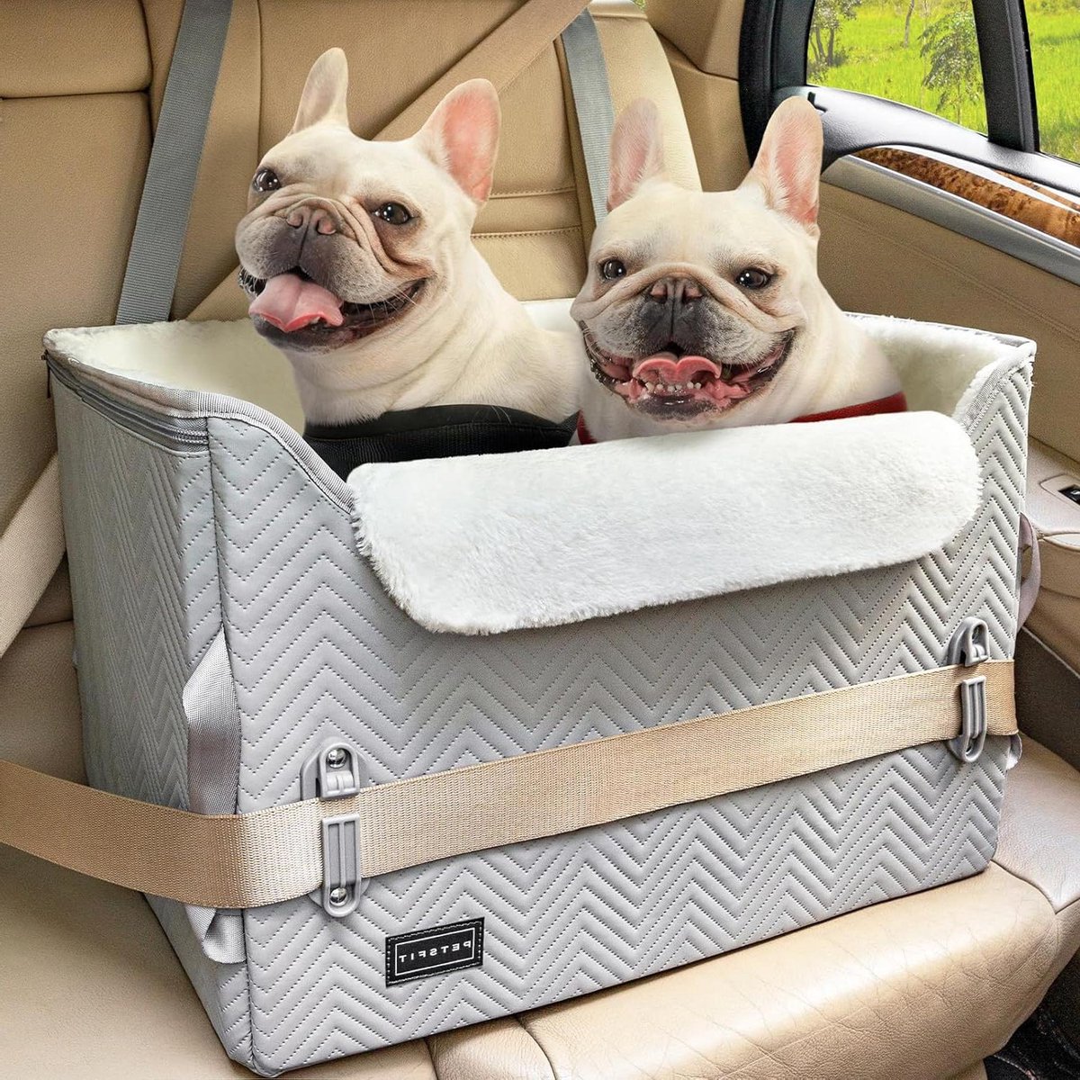 Autostoel Hond - Hondenzitje Auto - Veilig Reizen - Verhoogd Zicht - Tot 12 kg - Grijs