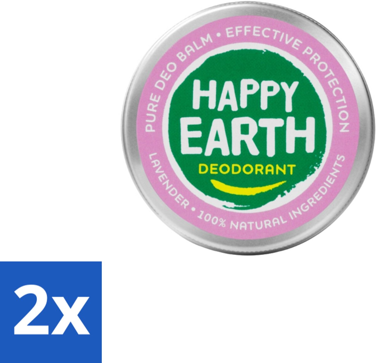 2 x Happy Earth – Deodorant Balm – 100% Natuurlijk Lavender – 45 g - Natuurlijke Deodorant - Frisse Geur - Lavendel - Huidvriendelijk - Aluminiumvrij