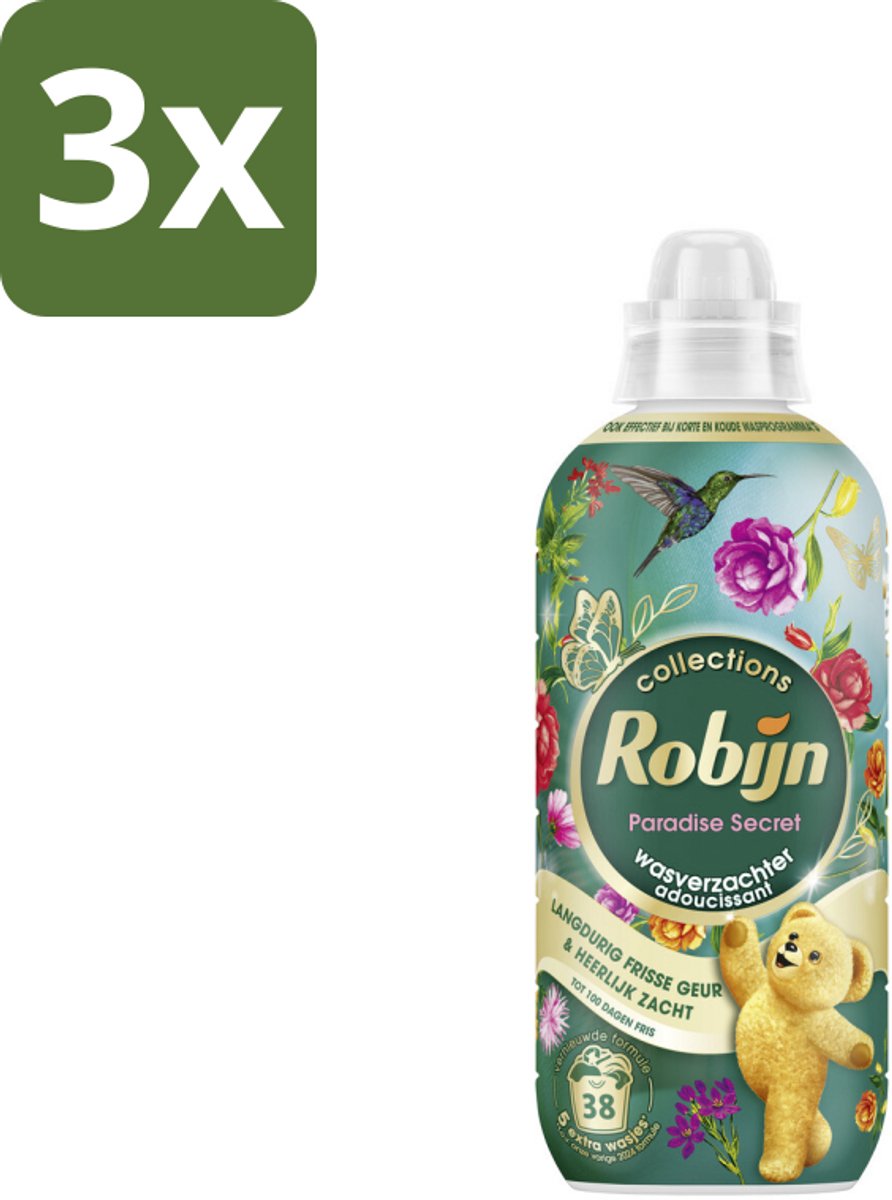 3 x Robijn – Wasverzachter – Intense Paradise Secret – 765 ml - Koffiezetapparaat