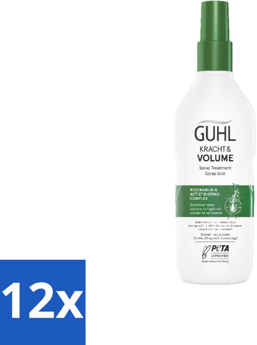 12 x Guhl – Spray Treatment – Kracht & Volume – 150 ml - Haarversterking - Volumeboost - Krachtige Haar - Dun Haar - Haaruitval