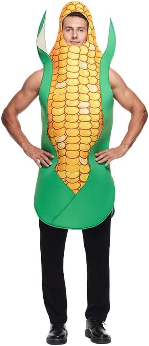 Grappig Maïs Kostuum voor Volwassenen - Unisex Halloween Outfit voor Mannen en Vrouwen, Perfect voor Feestjes en Verkleedkleding