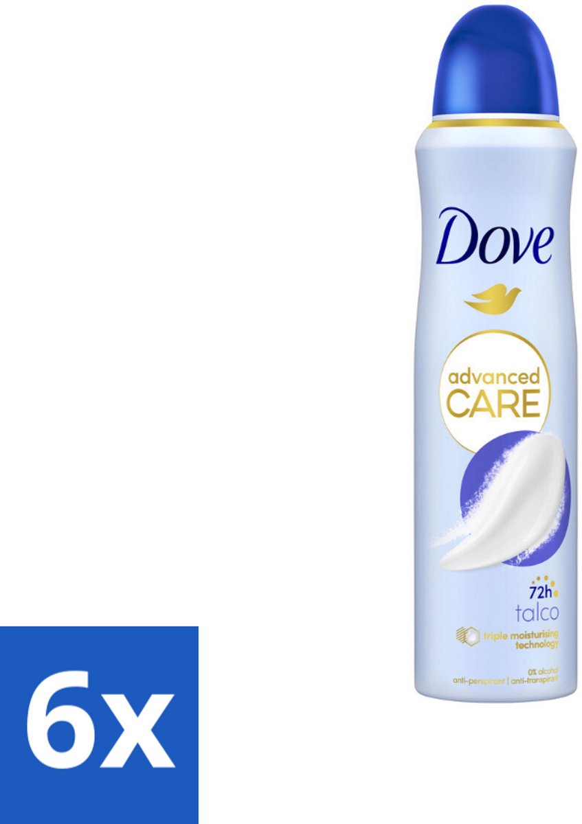 6 x Dove – Deodorant Spray – Talco – 150 ml - Anti-transpirant - Deodorant Spray - Zweetbestendig - Geur Van Talco - Huidbescherming