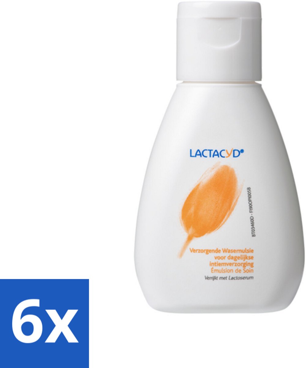6 x Lactacyd – Verzorgend – Mild en pH-vriendelijk – 50 ml - Intieme Verzorging - Wasemulsie - Natuurlijke Balans - PH-vriendelijk - Droogheid