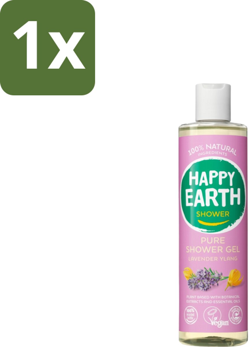1 x Happy Earth – Douchegel – 100% Natuurlijk Lavender Ylang – 300 ml - Douchegel - Natuurlijke Douchegel - Lavendel Ylang - 100% Natuurlijk - Vegan Douchegel