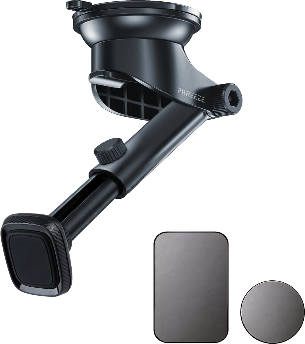 Phreeze CH29 - Telefoonhouders Auto Magnetisch - Magnetische Telefoonhouder Auto Zuignap - Autohouder Telefoon - GSM Houder Auto - voor Dashboard & Raam - Verstelbaar - Draaibaar - Universeel - Zonder Draadloos Opladen