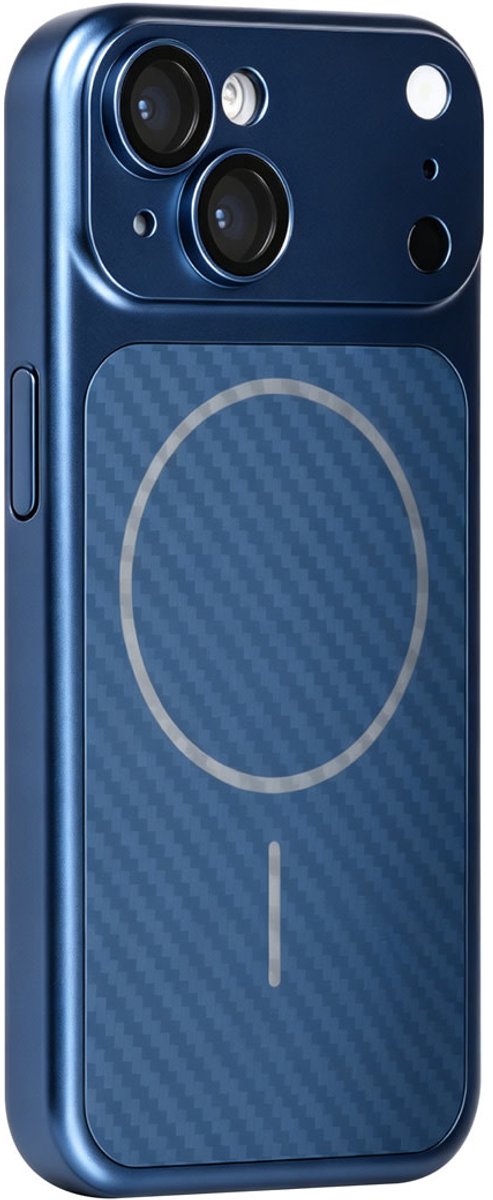 TUNIQ Backcover hoesje voor Apple iPhone 14 - MagSafe met fibre pattern PC - Blauw